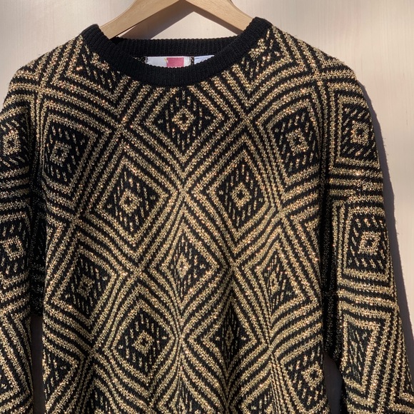Gold and Black Geometic Sweater/Sweater Dress - Picture 6 of 6